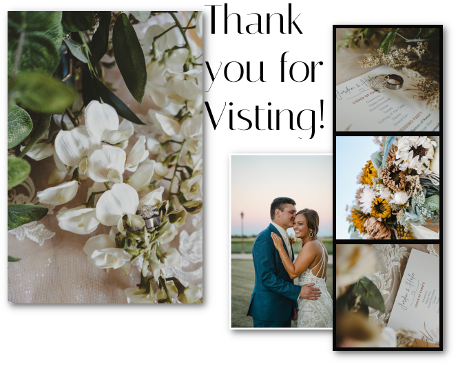 Wedding Photos of Couple and Flowers