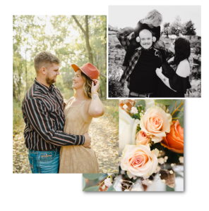 Collage of couple and family photos