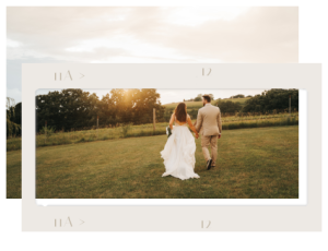Wedding couple walking away
