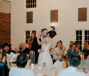 Wedding couple kissing