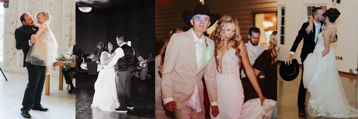 Wedding photography collage of reception/dancing