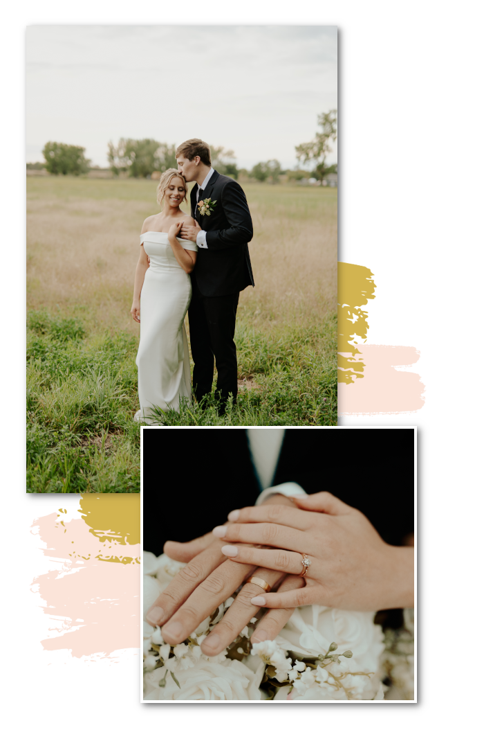Wedding couple holding hands