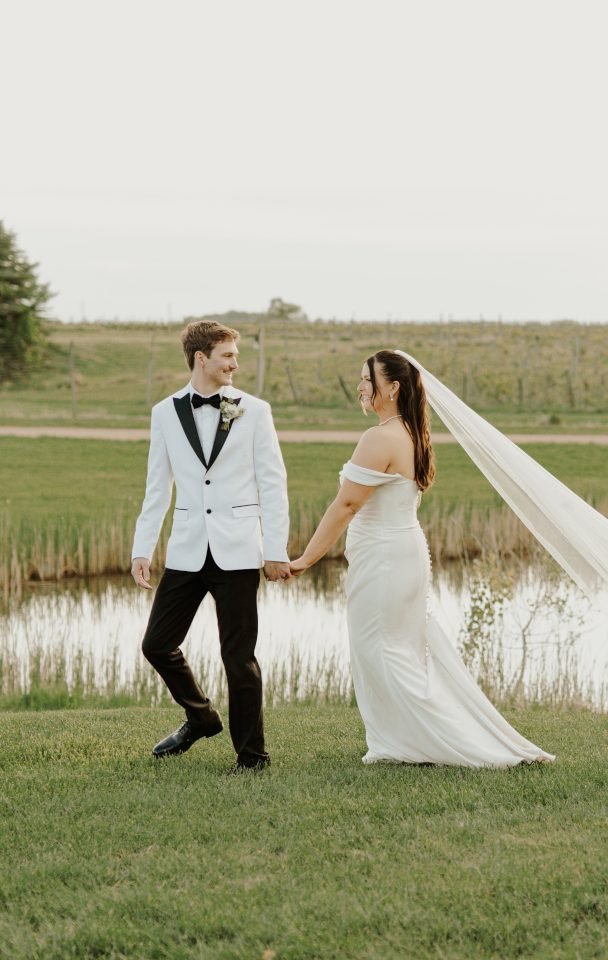 Wedding couple walking together Wedding couple walking together