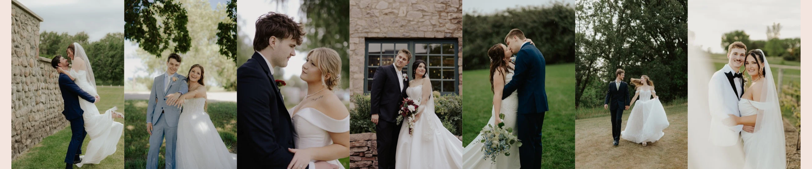 Wedding photo collage of couples in and around Sioux Falls