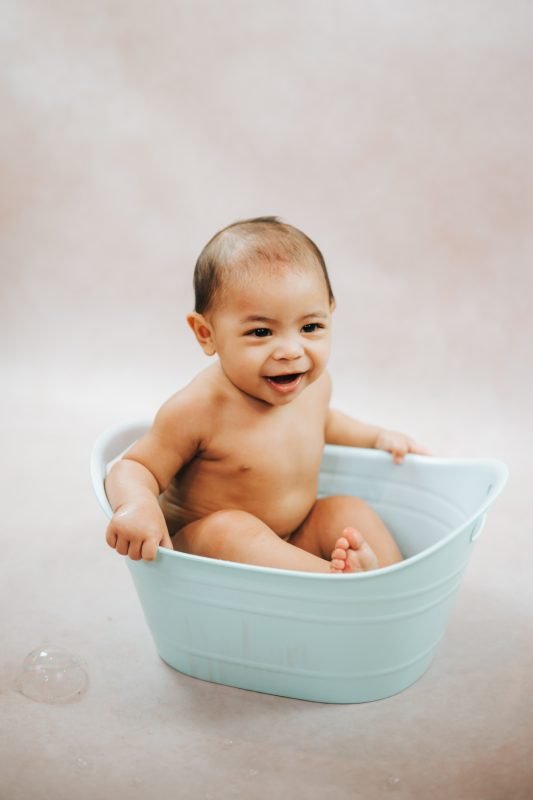 Studio Portrait of Baby in Bath